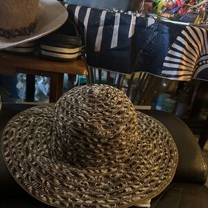 Brown and Tan Women's Straw Hat